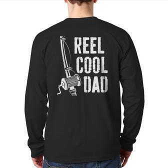 Mens Reel Cool Dad Fishing Daddy Father's Day Back Print Long Sleeve T-shirt | Mazezy