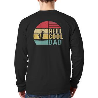 Mens Reel Cool Dad Great For Fish Hunter Fisherman Daddy Back Print Long Sleeve T-shirt | Mazezy