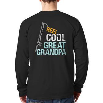 Mens Reel Cool Great Grandpa From Granddaughter Grandson Back Print Long Sleeve T-shirt | Mazezy
