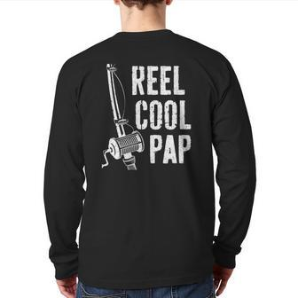 Mens Reel Cool Pap Fishing Daddy Father's Day Gif Back Print Long Sleeve T-shirt | Mazezy