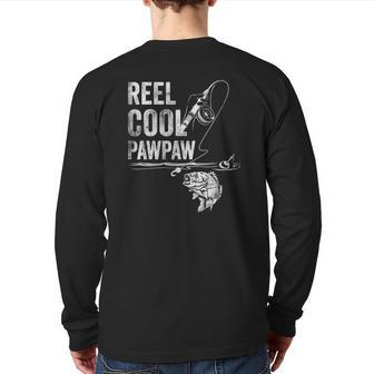 Mens Reel Cool Pawpaw Fish Fishing Father's Day Back Print Long Sleeve T-shirt | Mazezy