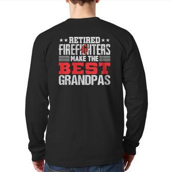 Mens Retired Firefighter Grandpa Fireman Retirement Back Print Long Sleeve T-shirt | Mazezy