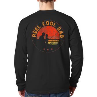 Mens Retro Reel Cool Dad Fishing Daddy Vintage Fathers Day V2 Back Print Long Sleeve T-shirt | Mazezy DE