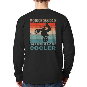 Mens Retro Vintage Dirt Bike Dad Motocross Fan Father's Day Back Print Long Sleeve T-shirt | Mazezy