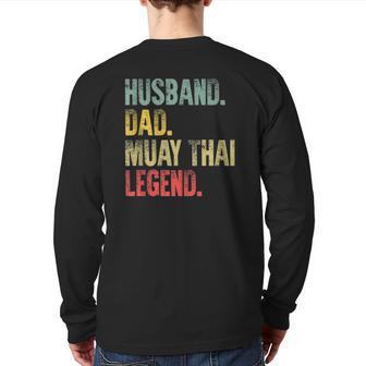 Mens Retro Vintage Husband Dad Muay Thai Legend Back Print Long Sleeve T-shirt | Mazezy