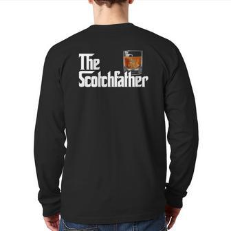 Mens The Scotchfather Scotch Father Dad Father's Day Drinking Back Print Long Sleeve T-shirt | Mazezy