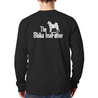 Mens Shiba Inu Dog Father's Day Doxie Dog Puppy Daddy Back Print Long Sleeve T-shirt | Mazezy
