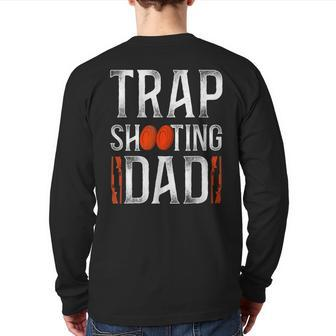 Mens Shotgun Skeet Trap Clay Pigeon Shooting Dad Father Vintage Back Print Long Sleeve T-shirt | Mazezy