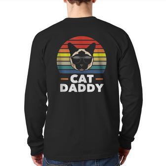 Mens Siamese Cat Daddy Cat Dad Lover Back Print Long Sleeve T-shirt | Mazezy