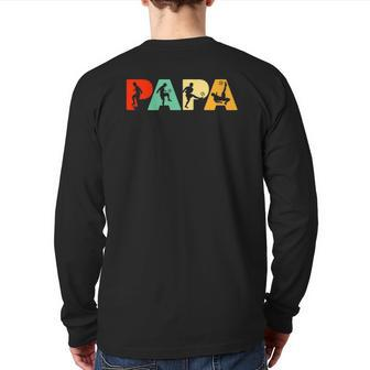 Mens Soccer Dad Retro Papa Soccer Father's Back Print Long Sleeve T-shirt | Mazezy