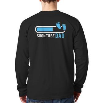 Mens Soon To Be Dad Of A Baby Boy Baby Shower Back Print Long Sleeve T-shirt | Mazezy