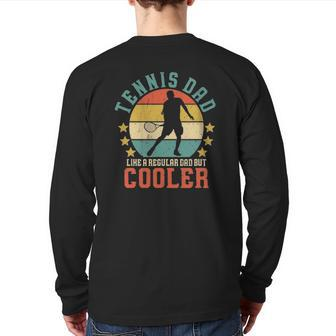 Mens Tennis Dad Vintage Tennis Player Father's Day Back Print Long Sleeve T-shirt | Mazezy