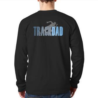 Mens Track Dad Track & Field Cross Country Runner Father's Day Back Print Long Sleeve T-shirt | Mazezy