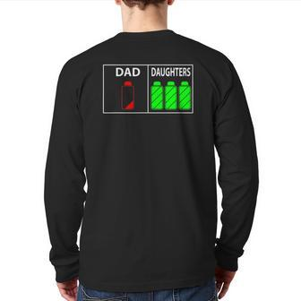 Mens Triplet Dad Of Three Daughters Father's Day Back Print Long Sleeve T-shirt | Mazezy