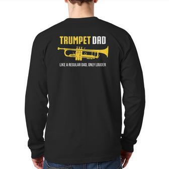 Mens Trumpet Dad Cute Marching Band Back Print Long Sleeve T-shirt | Mazezy
