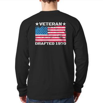 Mens Us Military Veteran Drafted 1970 Vietnam War American Flag Back Print Long Sleeve T-shirt | Mazezy