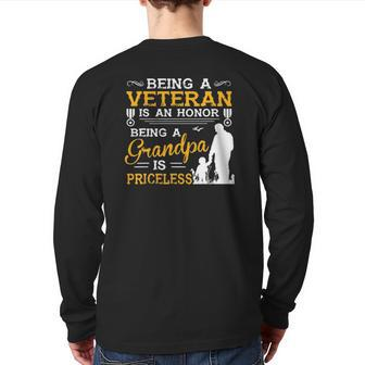 Mens Veteran Grandpa For Grandfather Back Print Long Sleeve T-shirt | Mazezy