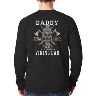Mens Viking Norse Mythology Husband Best Viking Dad Back Print Long Sleeve T-shirt | Mazezy
