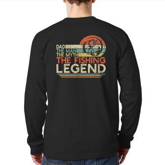Mens Vintage Bass Fishing Dad Man The Myth The Legend Fisherman Classic Back Print Long Sleeve T-shirt | Mazezy