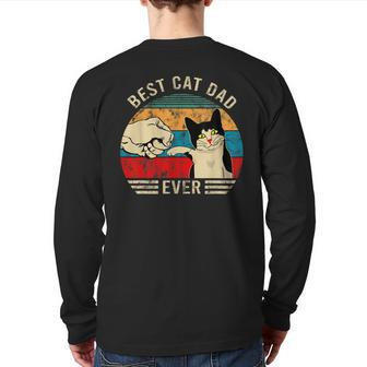 Mens Vintage Best Cat Dad Ever Bump Graphic Back Print Long Sleeve T-shirt | Mazezy