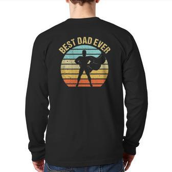 Mens Vintage Best Dad Ever Superhero Father's Day Back Print Long Sleeve T-shirt | Mazezy
