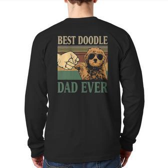 Mens Vintage Best Doodle Dad Ever Goldendoodle Dog Back Print Long Sleeve T-shirt | Mazezy