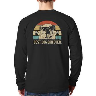Mens Vintage Best English Bulldog Dad Ever Father's Day Back Print Long Sleeve T-shirt | Mazezy