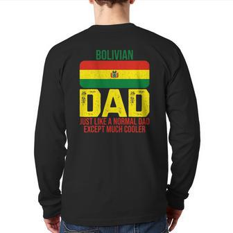 Mens Vintage Bolivian Dad Bolivia Flag For Father's Day Back Print Long Sleeve T-shirt | Mazezy