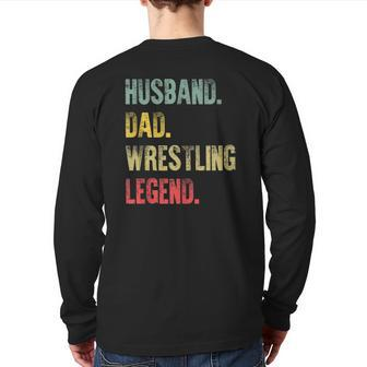 Mens Vintage Husband Dad Wrestling Legend Retro Back Print Long Sleeve T-shirt | Mazezy UK