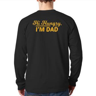 Mens Vintage Hi Hungry I'm Dad Father's Day Back Print Long Sleeve T-shirt | Mazezy