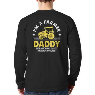Mens Vintage I'm A Daddy Farmer Much Cooler Costume Tractor Back Print Long Sleeve T-shirt | Mazezy
