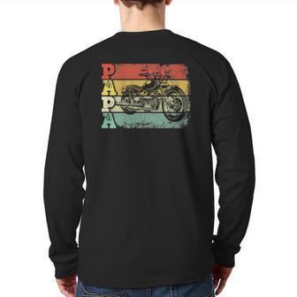 Mens Vintage Motorcycle Papa Biker Motorcycle Rider Father's Day Back Print Long Sleeve T-shirt | Mazezy AU