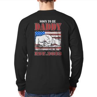 Mens Vintage New Daddy 2023 Promoted To Dad Est 2023 New Baby Back Print Long Sleeve T-shirt | Mazezy UK