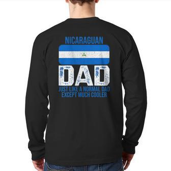 Mens Vintage Nicaraguan Dad Nicaragua Flag For Father's Day Back Print Long Sleeve T-shirt | Mazezy CA