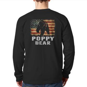 Mens Vintage Poppy Bear Poppy Father's Day Dad Back Print Long Sleeve T-shirt | Mazezy