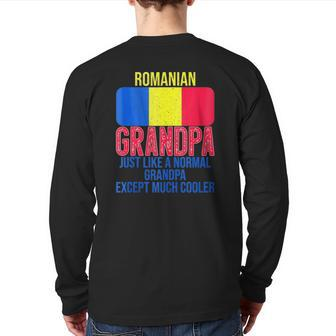 Mens Vintage Romanian Grandpa Romania Flag For Father's Day Back Print Long Sleeve T-shirt | Mazezy AU