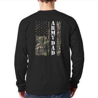 Mens Vintage Us Flag Army Dad Veteran Father Father's Day Back Print Long Sleeve T-shirt | Mazezy UK