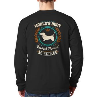 Mens World's Best Basset Hound Grandpa Granddog Back Print Long Sleeve T-shirt | Mazezy
