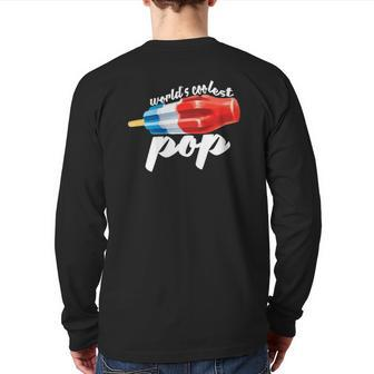 Mens World's Coolest Pop Fathers Day Back Print Long Sleeve T-shirt | Mazezy