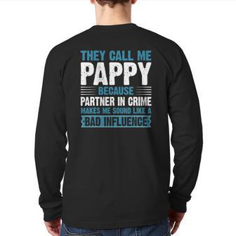 Mens They Call Me Pappy Christmas Father's Day Dad Back Print Long Sleeve T-shirt | Mazezy