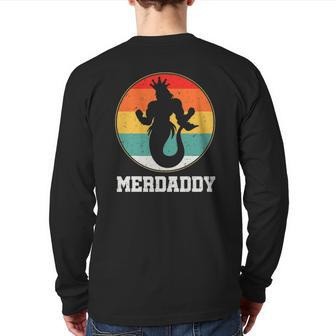 Merdaddy Security Merman Mermaid Daddy Fish Father's Day Back Print Long Sleeve T-shirt | Mazezy