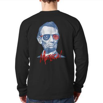 Merica Lincoln Shirt 4Th July Veterans Or Memorial Day Back Print Long Sleeve T-shirt | Mazezy