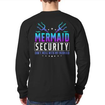 Mermaid Daddy Merdad Father's Day Merman Dad Papa Back Print Long Sleeve T-shirt | Mazezy CA