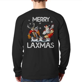Merry Laxmas Ugly Christmas Lacrosse Santa Reindeer Back Print Long Sleeve T-shirt - Thegiftio UK