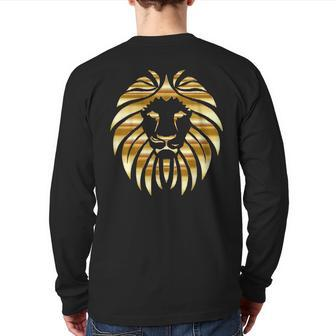 Metallic Gold King Lion Jungle Back Print Long Sleeve T-shirt - Monsterry DE