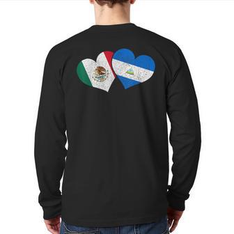 Mexico Nicaragua Hearts Mexican Nicaraguan Flag Pride Nica Back Print Long Sleeve T-shirt - Monsterry DE