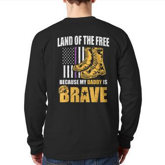 Military Child Purple Quote Because My Daddy Is Brave Back Print Long Sleeve T-shirt - Monsterry DE