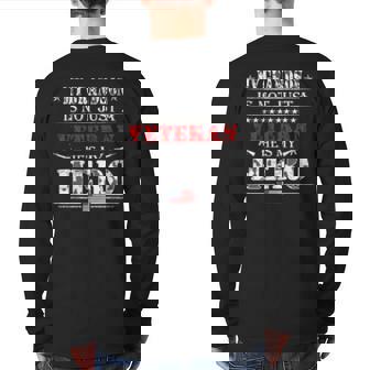 Military Family Veteran My Grandson Us Veteran My Hero Back Print Long Sleeve T-shirt | Mazezy