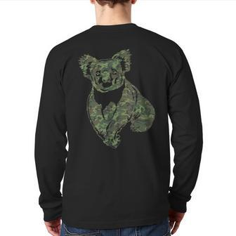 Military Koala Camo Print Us Bear Animal Veteran Men Back Print Long Sleeve T-shirt - Monsterry