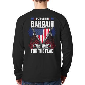Military Veteran Bahrain Flag Back Print Long Sleeve T-shirt | Mazezy